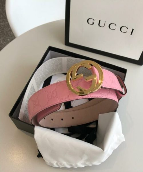 1:1 Replica Gucci Signature Belt Pink/Cream GG, Women Belt 370543