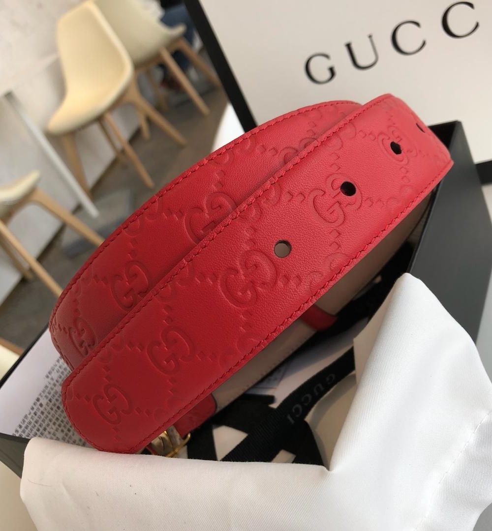 1:1 Replica Gucci Signature Belt Red/Cream GG, Women Belt 370543