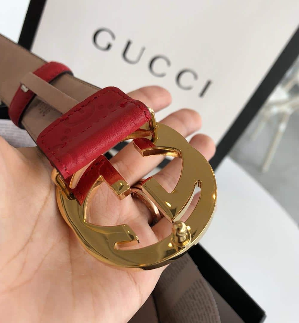 1:1 Replica Gucci Signature Belt Red/Cream GG, Women Belt 370543