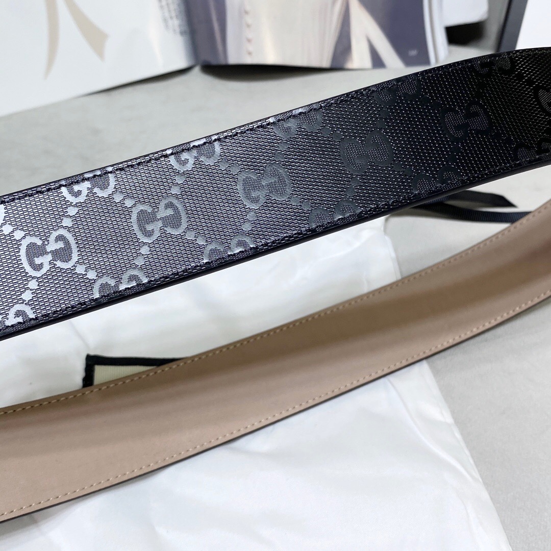 1:1 Replica Gucci Signature Belt With Patterned Interlocking G Buckle Black For Women, Women Belt - Image 3