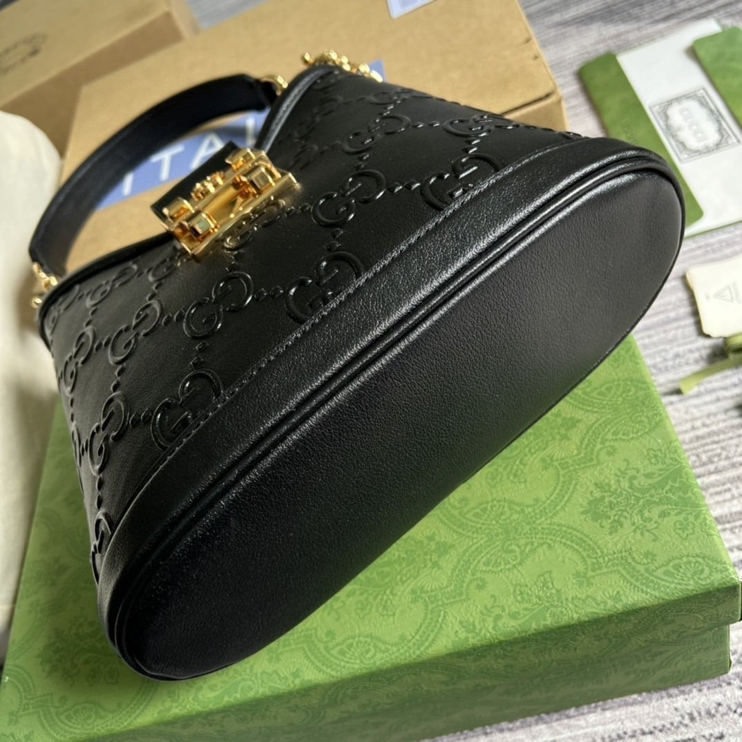1:1 Replica Gucci Small GG Shoulder Bag Gucci Rhombi Motif Black For Women, Women's Handbags 9.8in/25cm GG 675788 UD9AG 1000 - Image 4