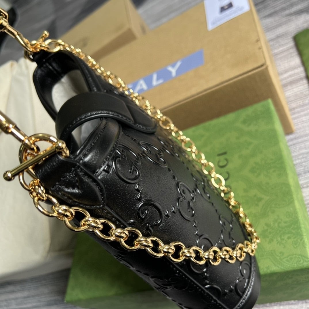 1:1 Replica Gucci Small GG Shoulder Bag Gucci Rhombi Motif Black For Women, Women's Handbags 9.8in/25cm GG 675788 UD9AG 1000 - Image 5