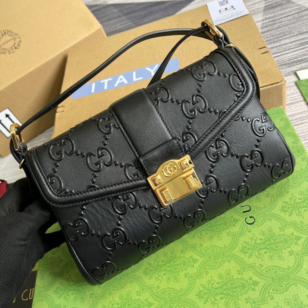 1:1 Replica Gucci Small GG Top Handle Bag Black For Women, Women's Bags 17.7in/19cm GG 675791 UD9AG 1000 - Image 9