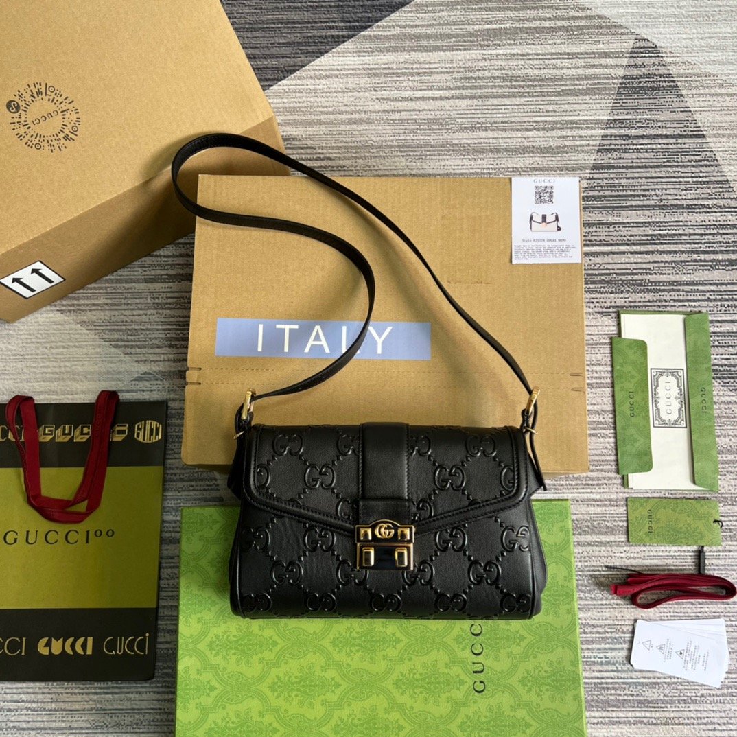 1:1 Replica Gucci Small GG Top Handle Bag Black For Women, Women's Bags 17.7in/19cm GG 675791 UD9AG 1000