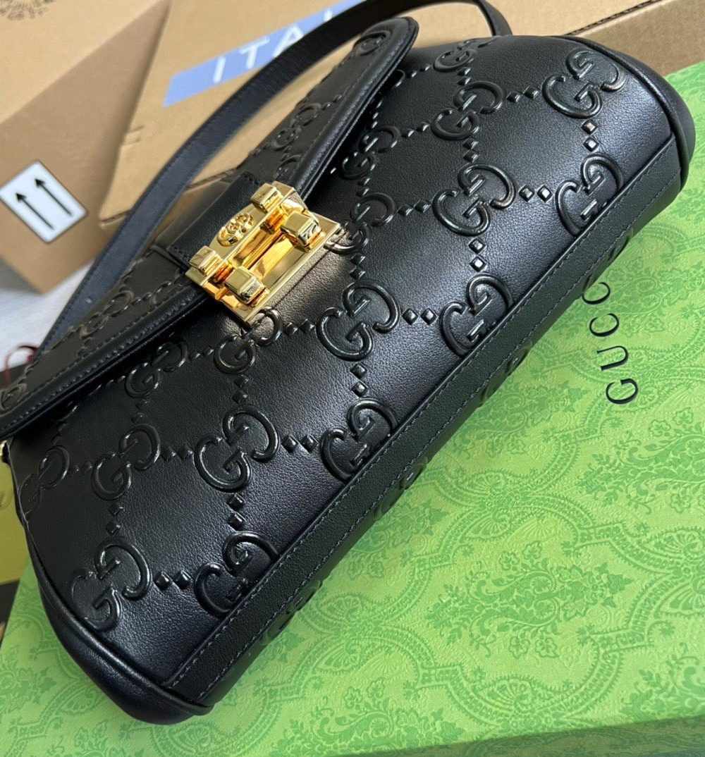 1:1 Replica Gucci Small GG Top Handle Bag Black For Women, Women's Bags 17.7in/19cm GG‎ 675791 UD9AG 1000