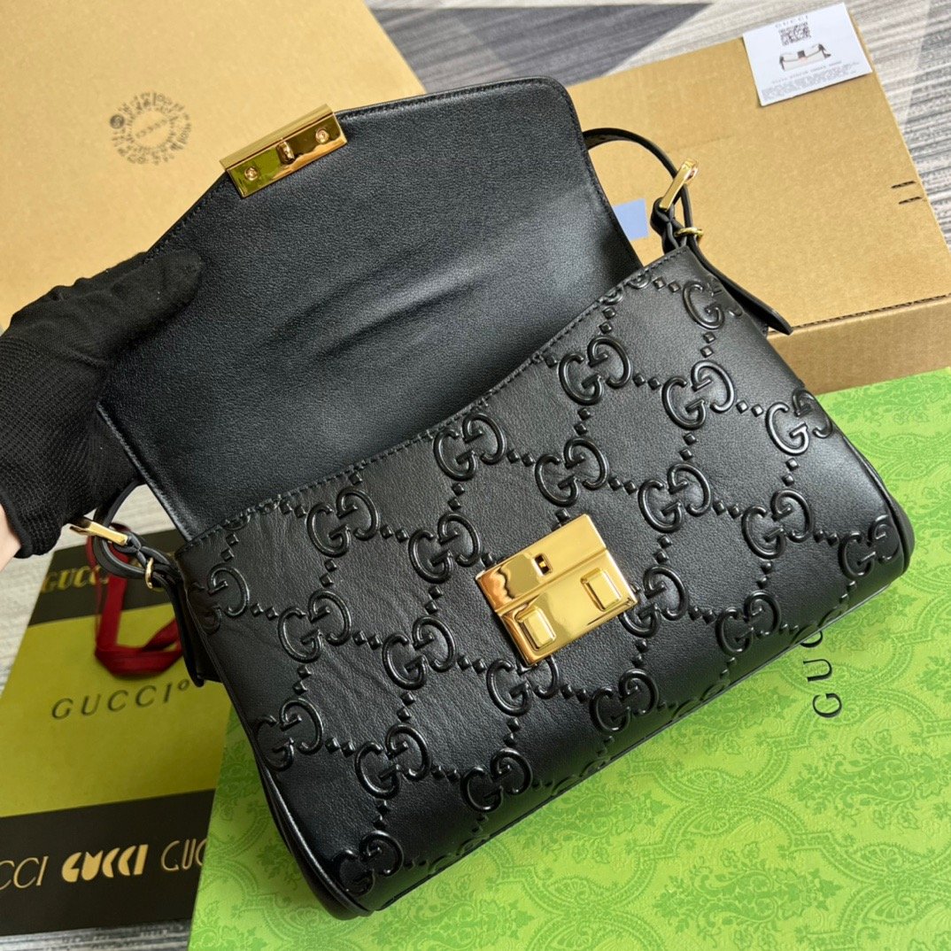 1:1 Replica Gucci Small GG Top Handle Bag Black For Women, Women's Bags 17.7in/19cm GG 675791 UD9AG 1000 - Image 6