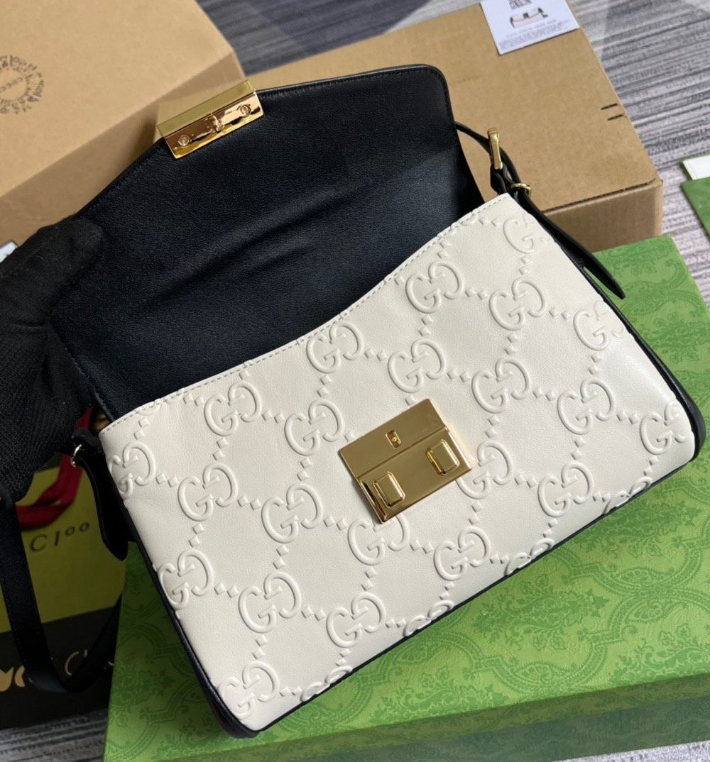 1:1 Replica Gucci Small GG Top Handle Bag White For Women, Women's Bags 17.7in/19cm GG ‎675791 UD9AX 9099