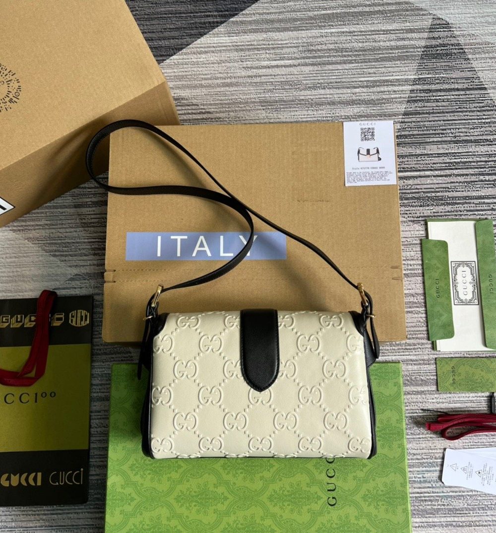 1:1 Replica Gucci Small GG Top Handle Bag White For Women, Women's Bags 17.7in/19cm GG ‎675791 UD9AX 9099