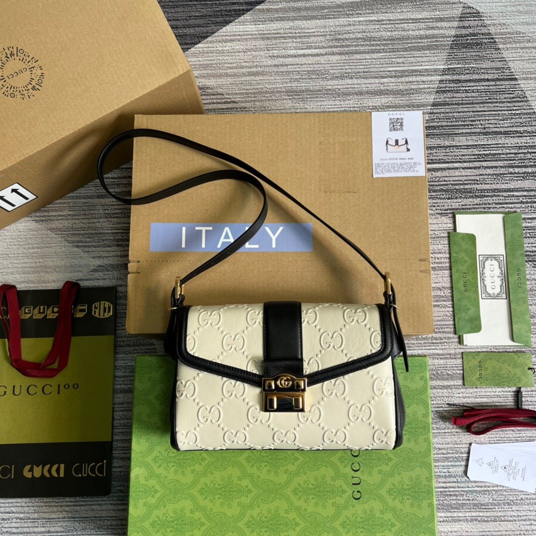 1:1 Replica Gucci Small GG Top Handle Bag White For Women, Women's Bags 17.7in/19cm GG 675791 UD9AX 9099