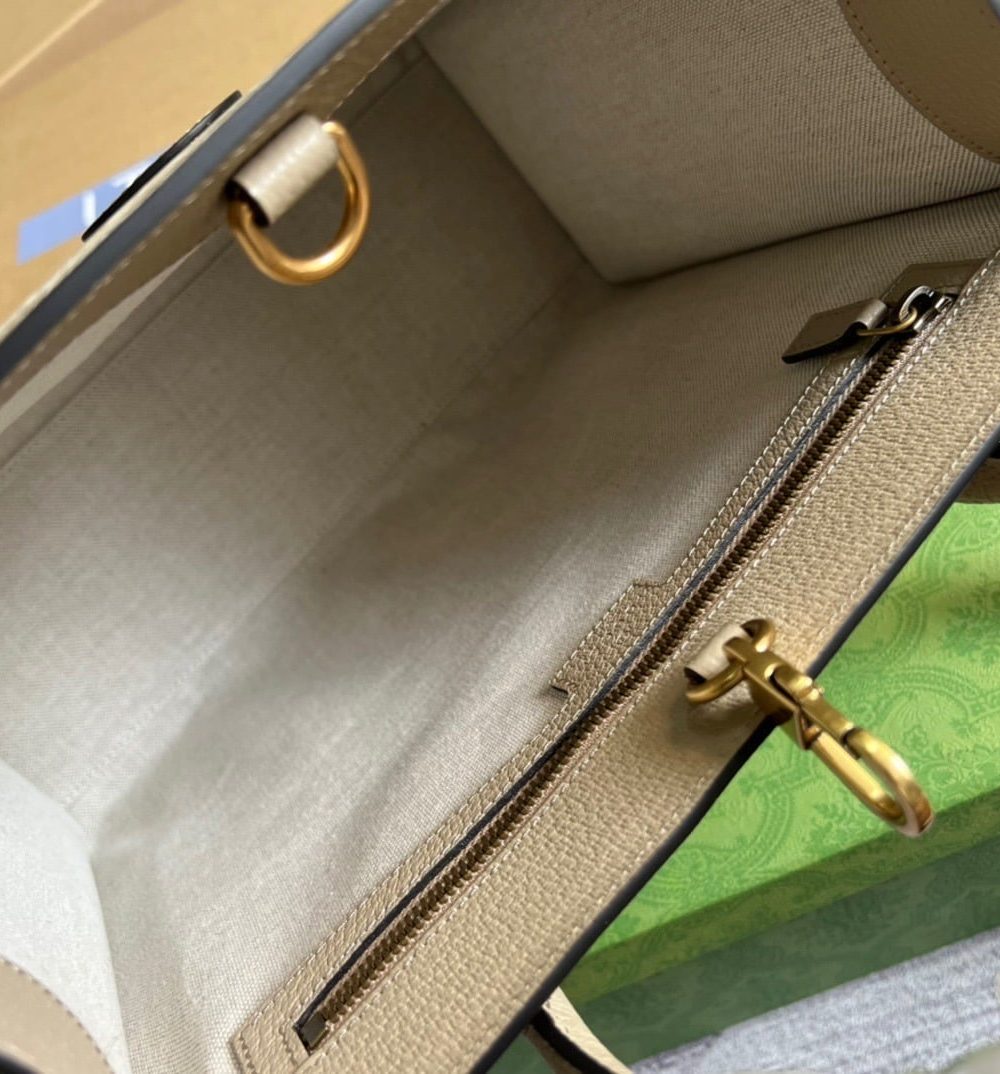 1:1 Replica Gucci Small Tote Bag With Interlocking G Beige For Women, Women's Bags 12.2in/31cm GG ‎659983 UULBT 9683