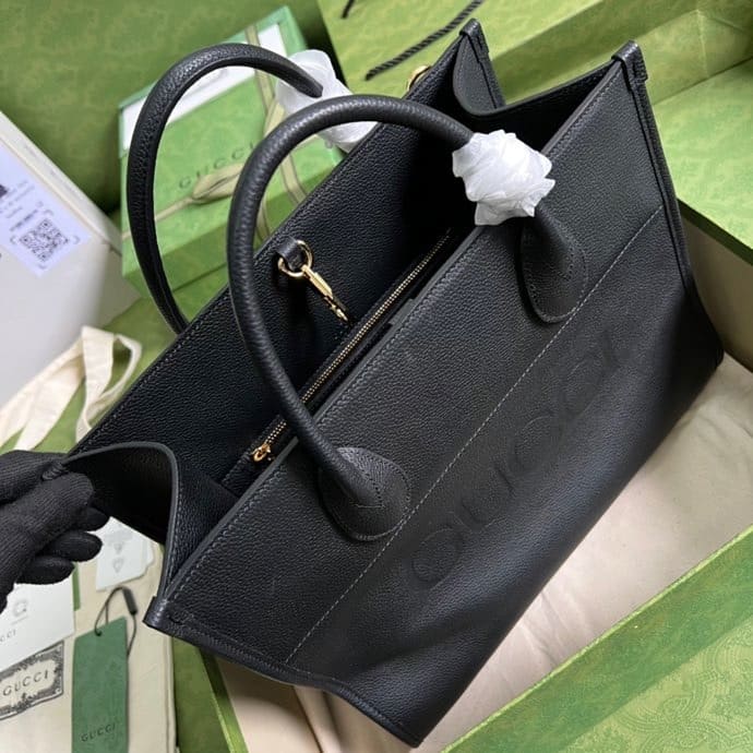 1:1 Replica Gucci Small tote With Gucci Logo Black For Women 12.4in/31.5cm GG 674822 0E8IG 1000 - Image 2