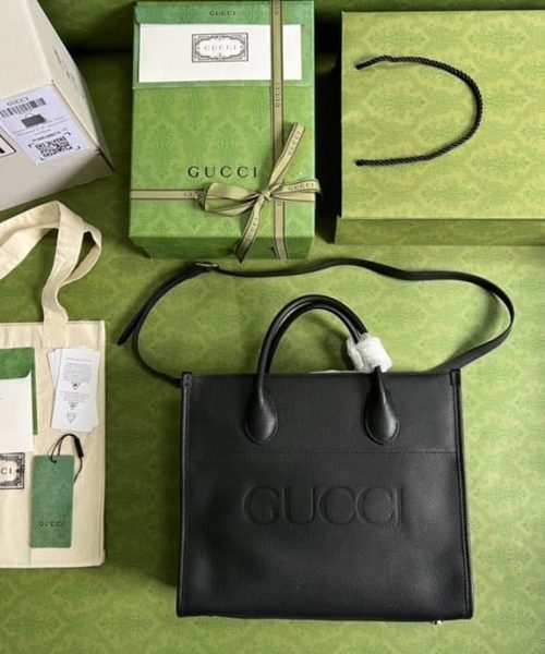 1:1 Replica Gucci Small tote With Gucci Logo Black For Women 12.4in/31.5cm GG 674822 0E8IG 1000