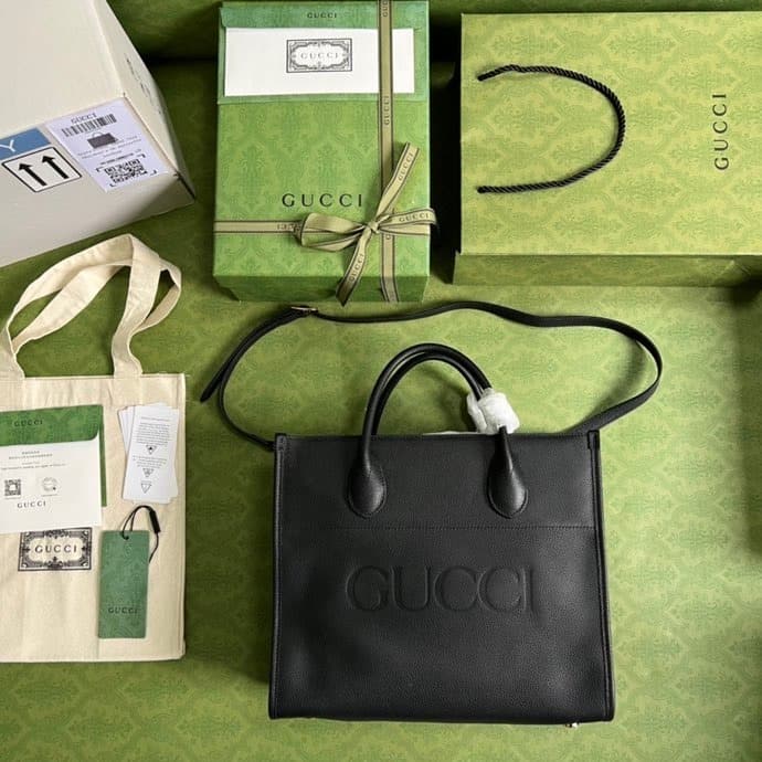 1:1 Replica Gucci Small tote With Gucci Logo Black For Women 12.4in/31.5cm GG 674822 0E8IG 1000 - Image 10