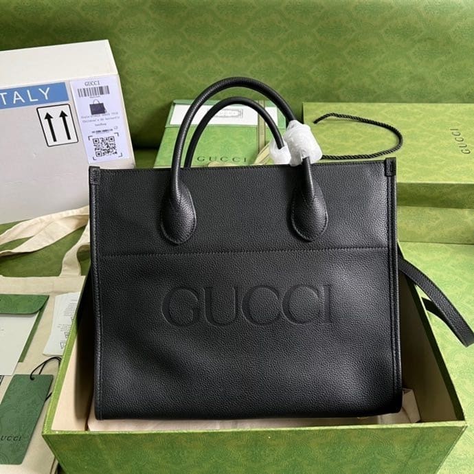 1:1 Replica Gucci Small tote With Gucci Logo Black For Women 12.4in/31.5cm GG 674822 0E8IG 1000