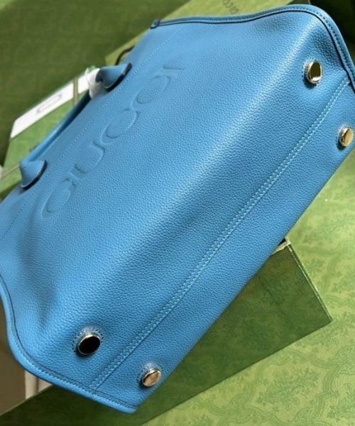 1:1 Replica Gucci Small tote With Gucci Logo Blue For Women 12.4in/31.5cm GG 674822 0E8IG 4432