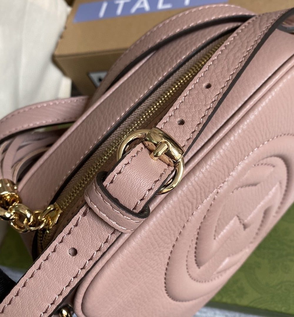 1:1 Replica Gucci Soho Small Disco Bag Dust Pink For Women, Women's Bags, Shoulder And Crossbody Bags 8in/21cm GG 308364