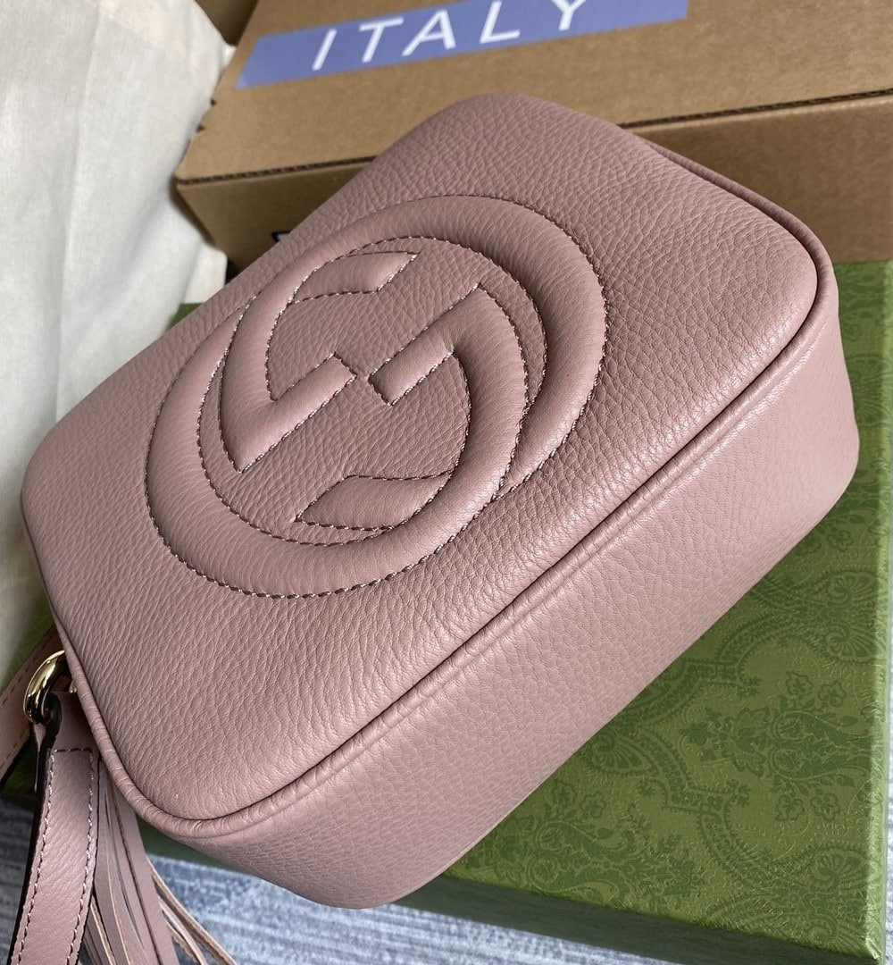 1:1 Replica Gucci Soho Small Disco Bag Dust Pink For Women, Women's Bags, Shoulder And Crossbody Bags 8in/21cm GG 308364