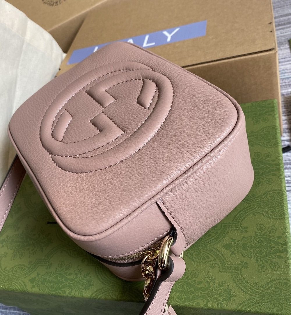 1:1 Replica Gucci Soho Small Disco Bag Dust Pink For Women, Women's Bags, Shoulder And Crossbody Bags 8in/21cm GG 308364