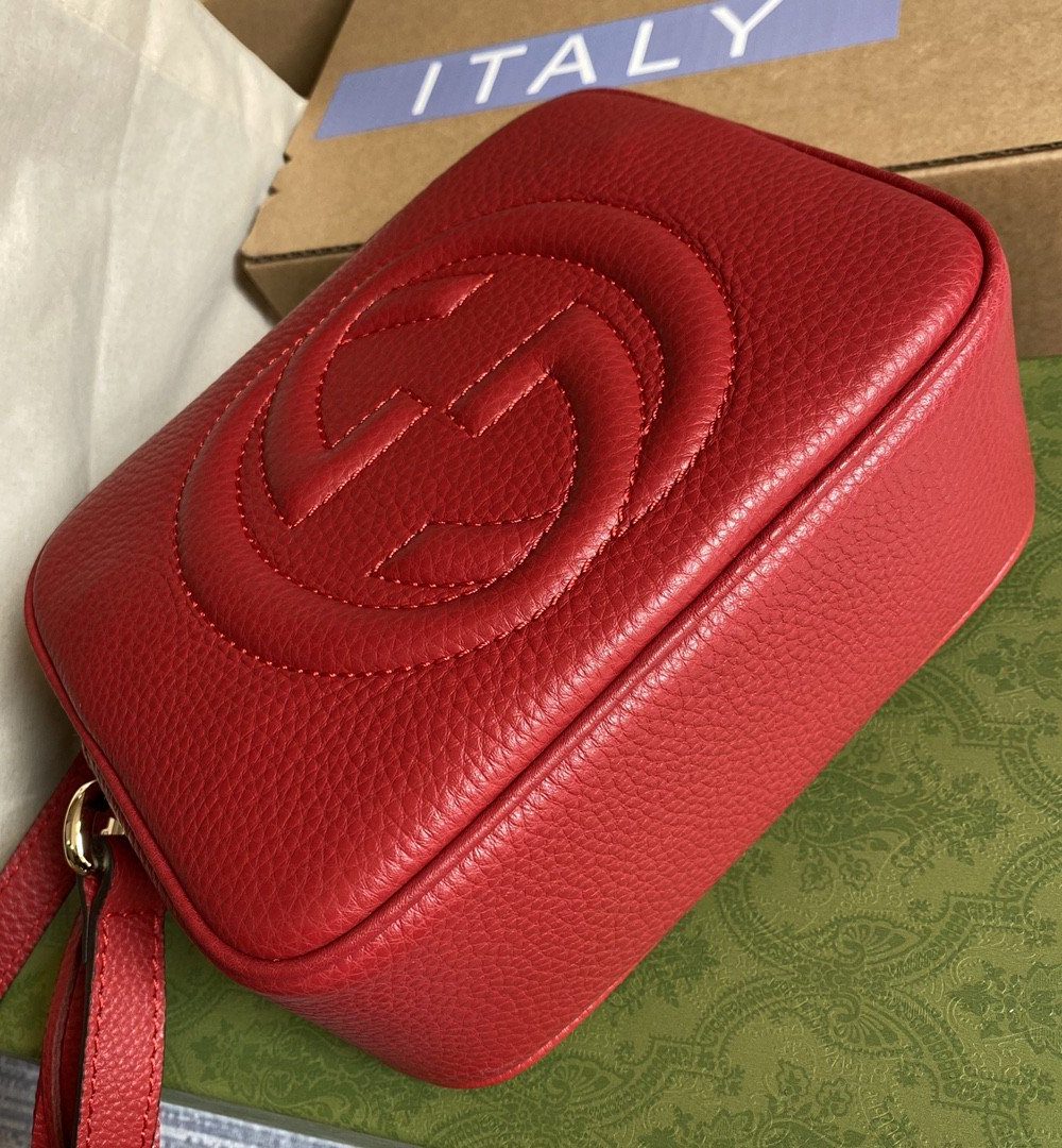 1:1 Replica Gucci Soho Small Disco Bag Red For Women, Women's Bags, Shoulder And Crossbody Bags 8in/21cm GG 308364
