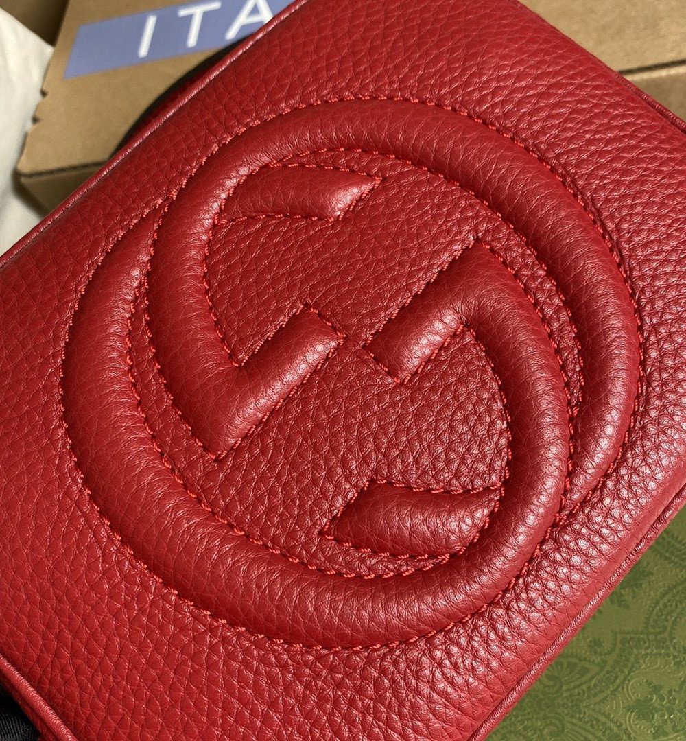 1:1 Replica Gucci Soho Small Disco Bag Red For Women, Women's Bags, Shoulder And Crossbody Bags 8in/21cm GG 308364
