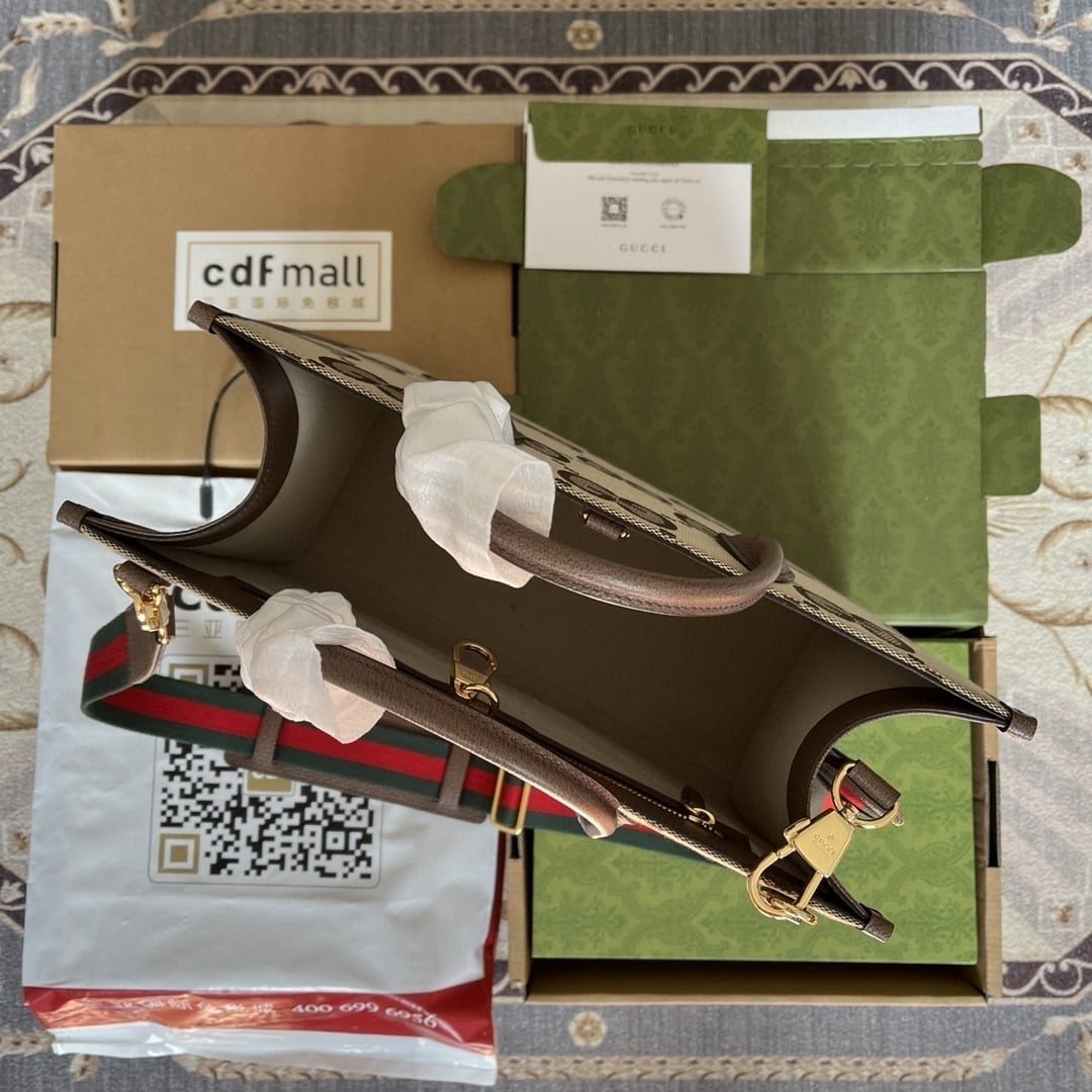 1:1 Replica Gucci Tote Bag With Jumbo Camel And Ebony Jumbo GG Canvas For Women 14.6in/37cm 678839 UKMDG 2570 - Image 2