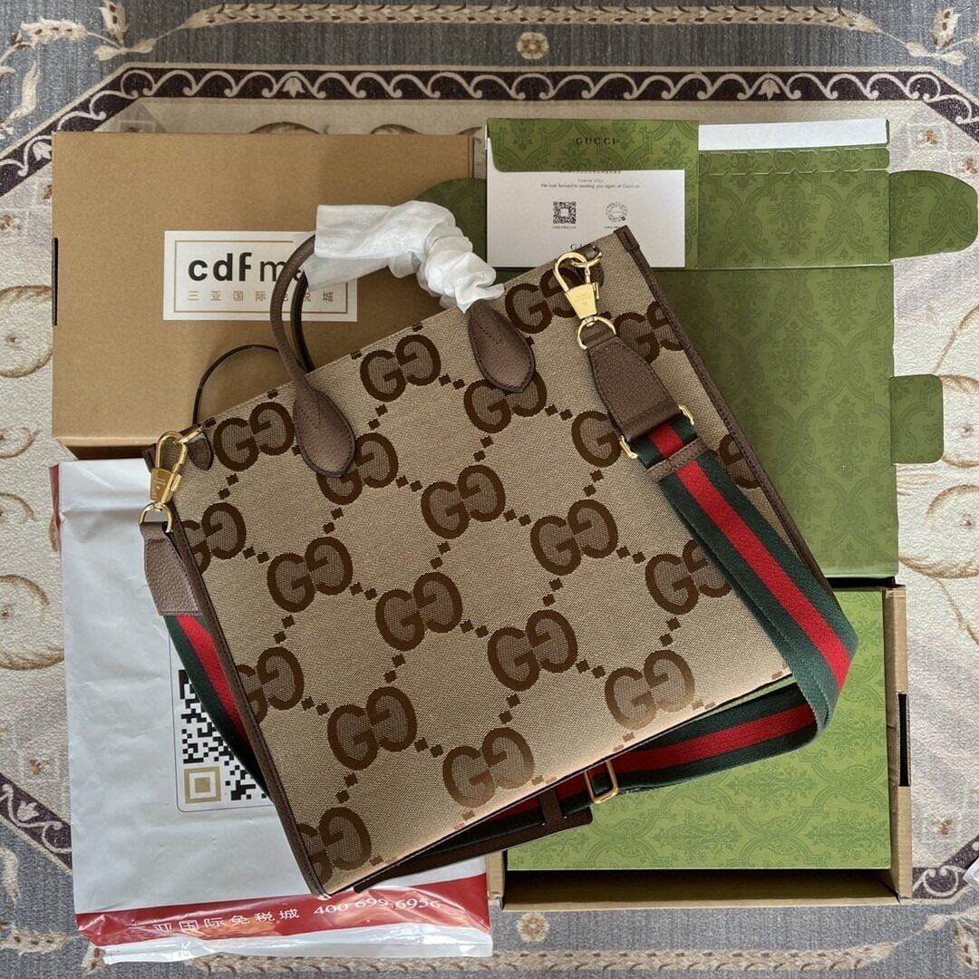 1:1 Replica Gucci Tote Bag With Jumbo Camel And Ebony Jumbo GG Canvas For Women 14.6in/37cm 678839 UKMDG 2570