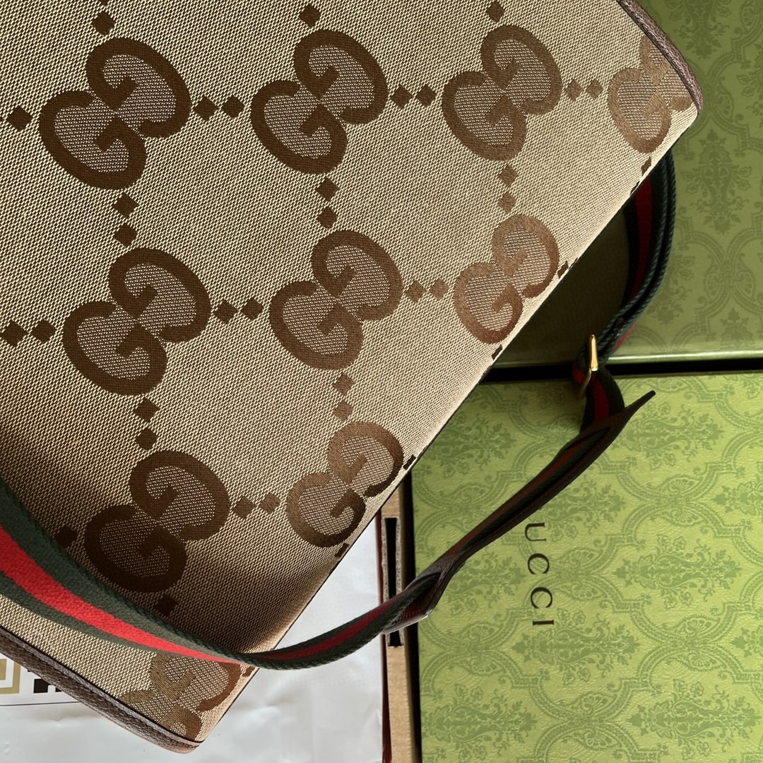 1:1 Replica Gucci Tote Bag With Jumbo Camel And Ebony Jumbo GG Canvas For Women 14.6in/37cm 678839 UKMDG 2570 - Image 3