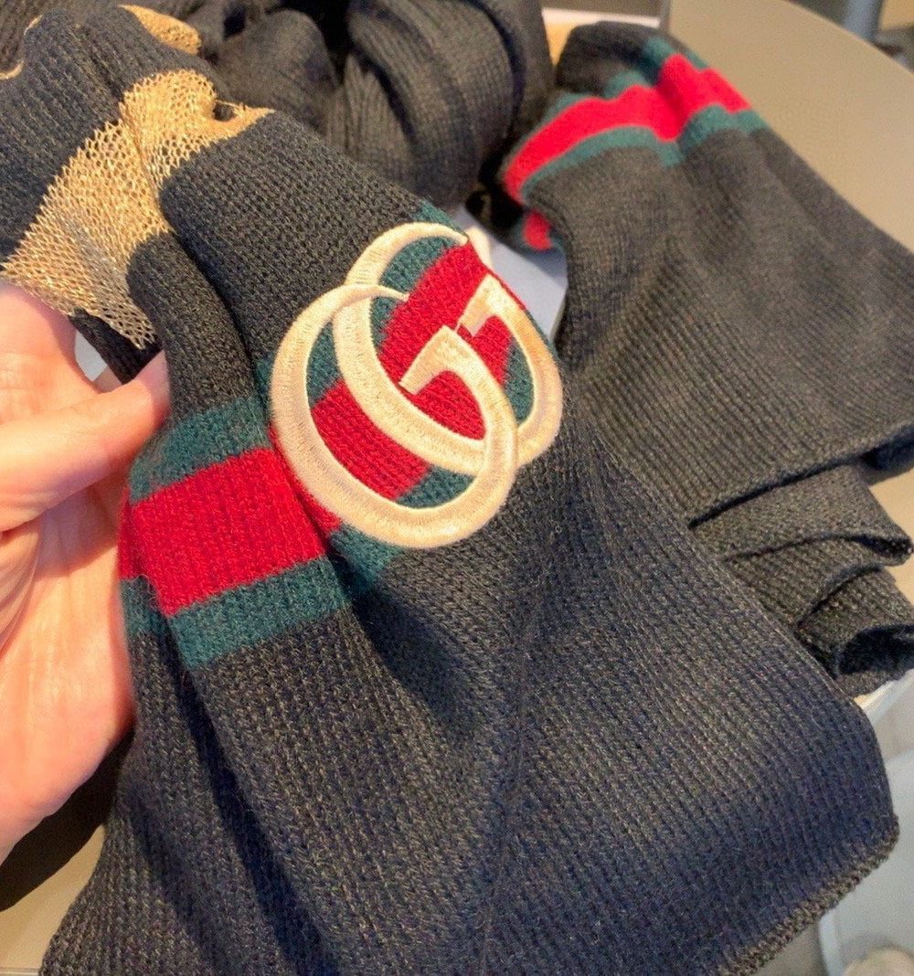 Gucci Wool Scarf With Pockets Scarf Black 190cm/75in 