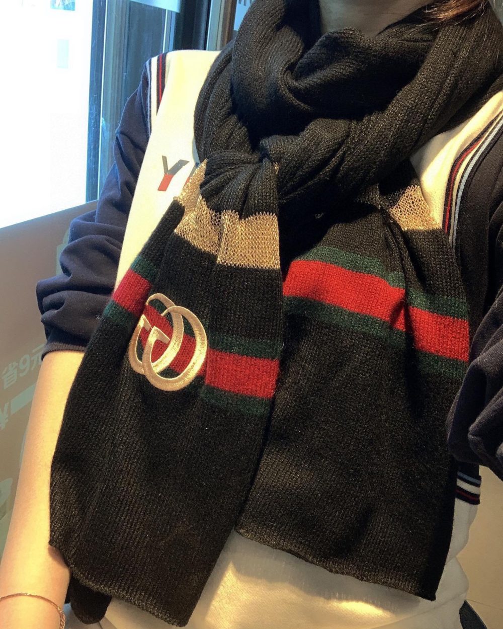 Gucci Wool Scarf With Pockets Scarf Black 190cm/75in 