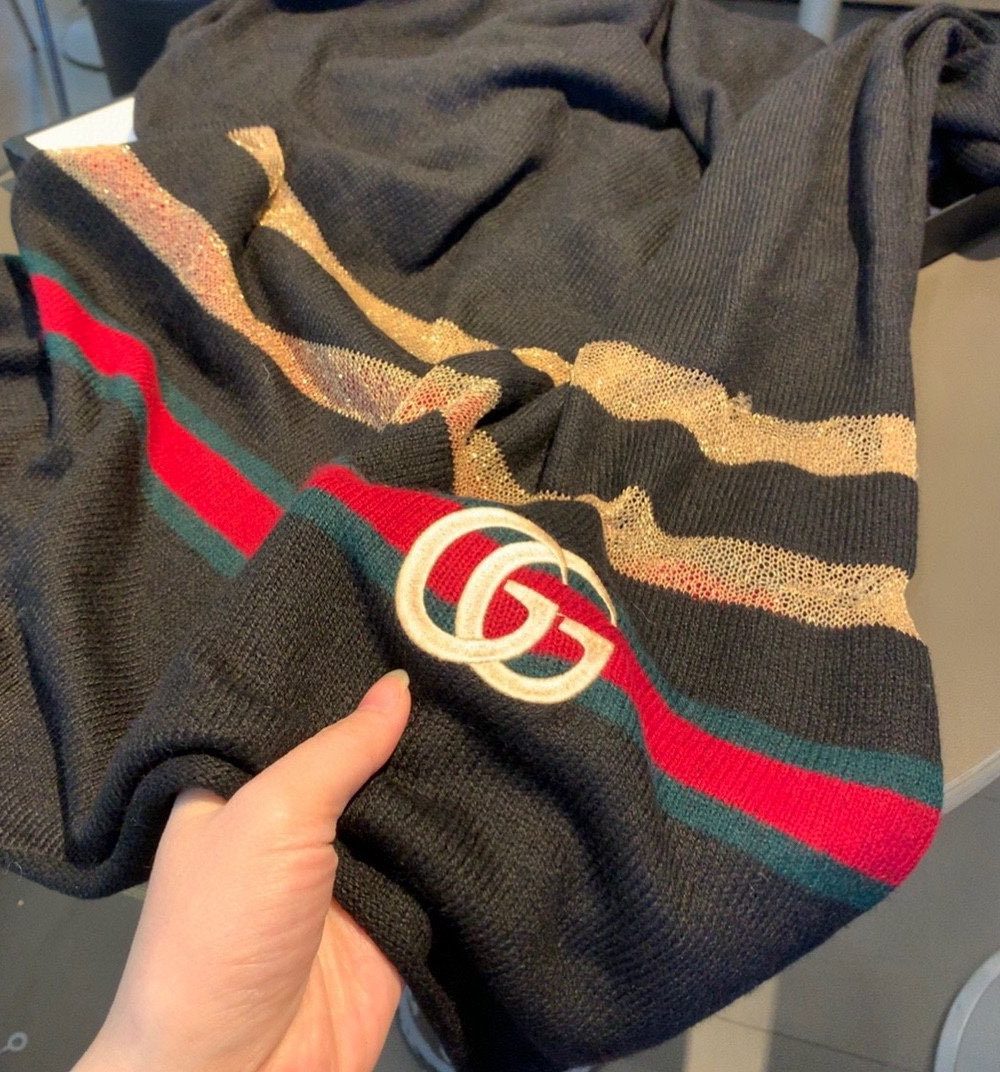 Gucci Wool Scarf With Pockets Scarf Black 190cm/75in 