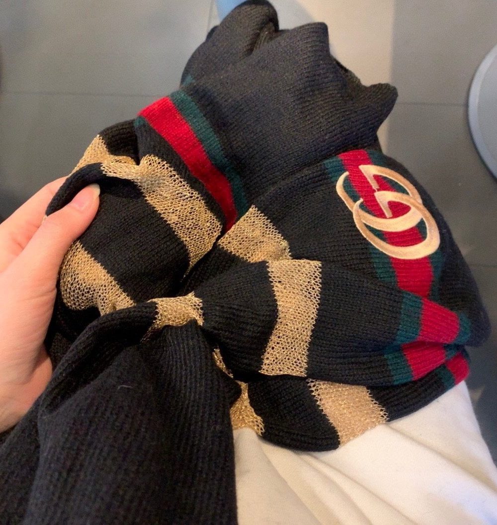 Gucci Wool Scarf With Pockets Scarf Black 190cm/75in 