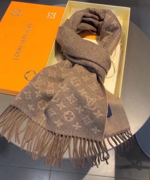 Gucci Wool Stole Pattern Knitted Brown Scarf 180cm/71in