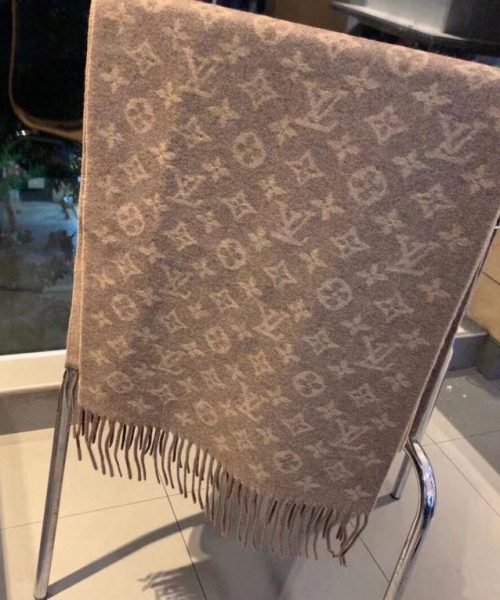 Gucci Wool Stole Pattern Knitted Brown Scarf 180cm/71in 