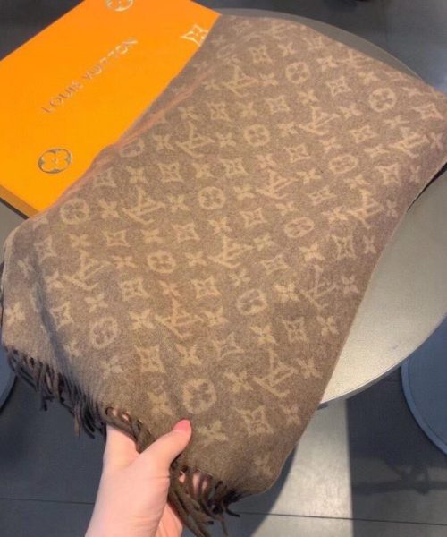 Gucci Wool Stole Pattern Knitted Brown Scarf 180cm/71in 