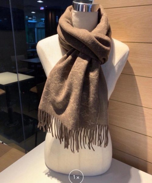 Gucci Wool Stole Pattern Knitted Brown Scarf 180cm/71in 