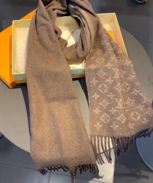 Gucci Wool Stole Pattern Knitted Brown Scarf 180cm/71in 