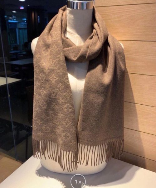 Gucci Wool Stole Pattern Knitted Brown Scarf 180cm/71in 