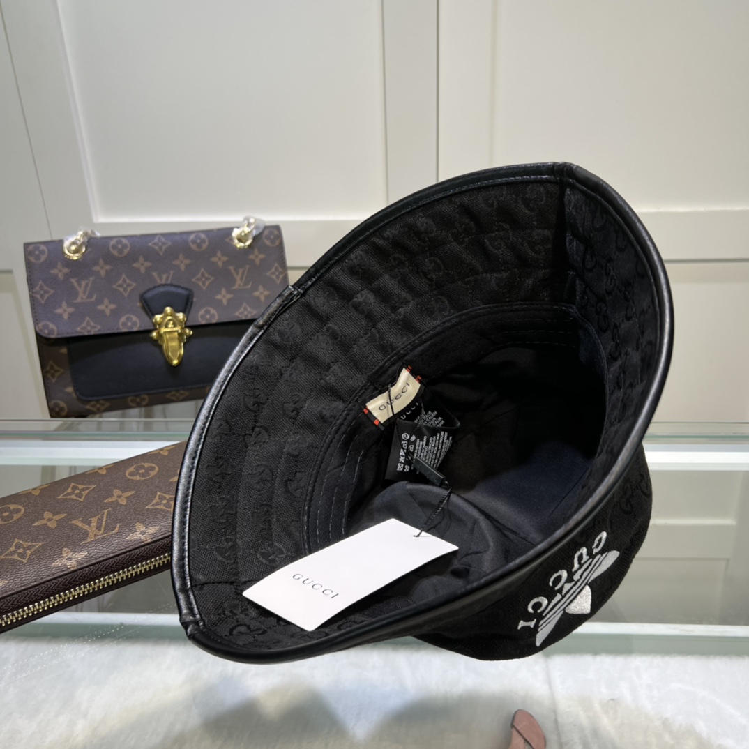 Gucci x Adidas Bucket Hat Black GG Hat - Image 3