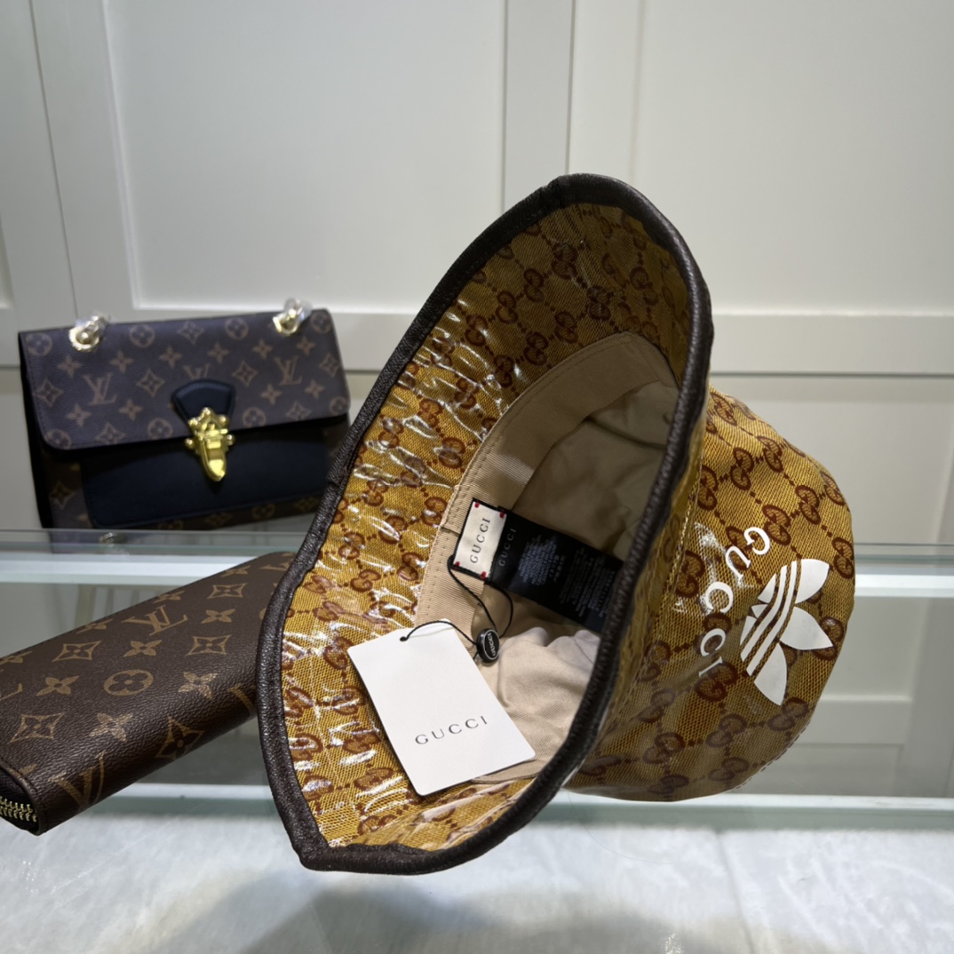 Gucci x Adidas Bucket Hat Brown GG Hat 696484 4HAP2 7164 - Image 2