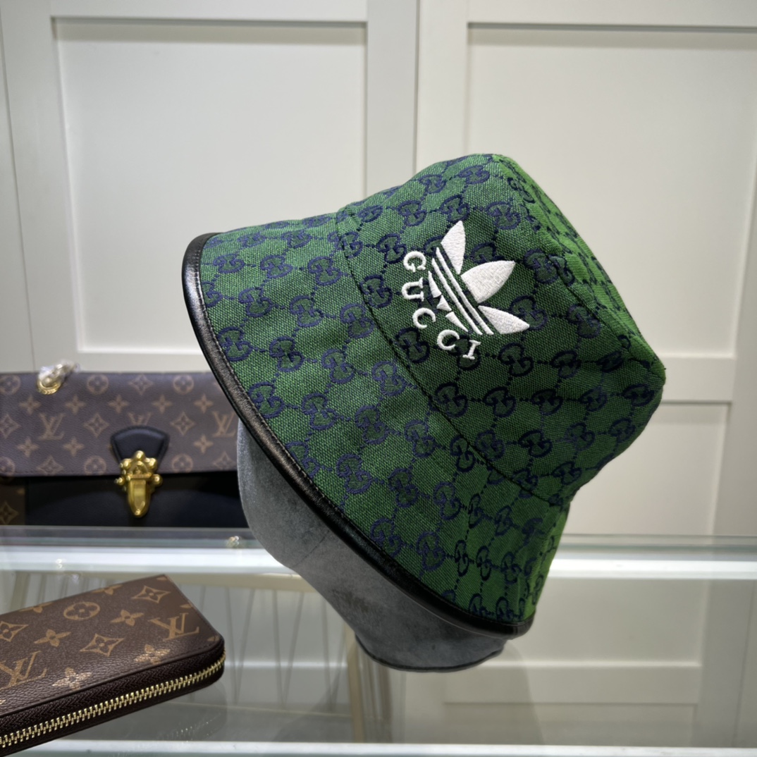 Gucci x Adidas Bucket Hat Green GG Hat - Image 2