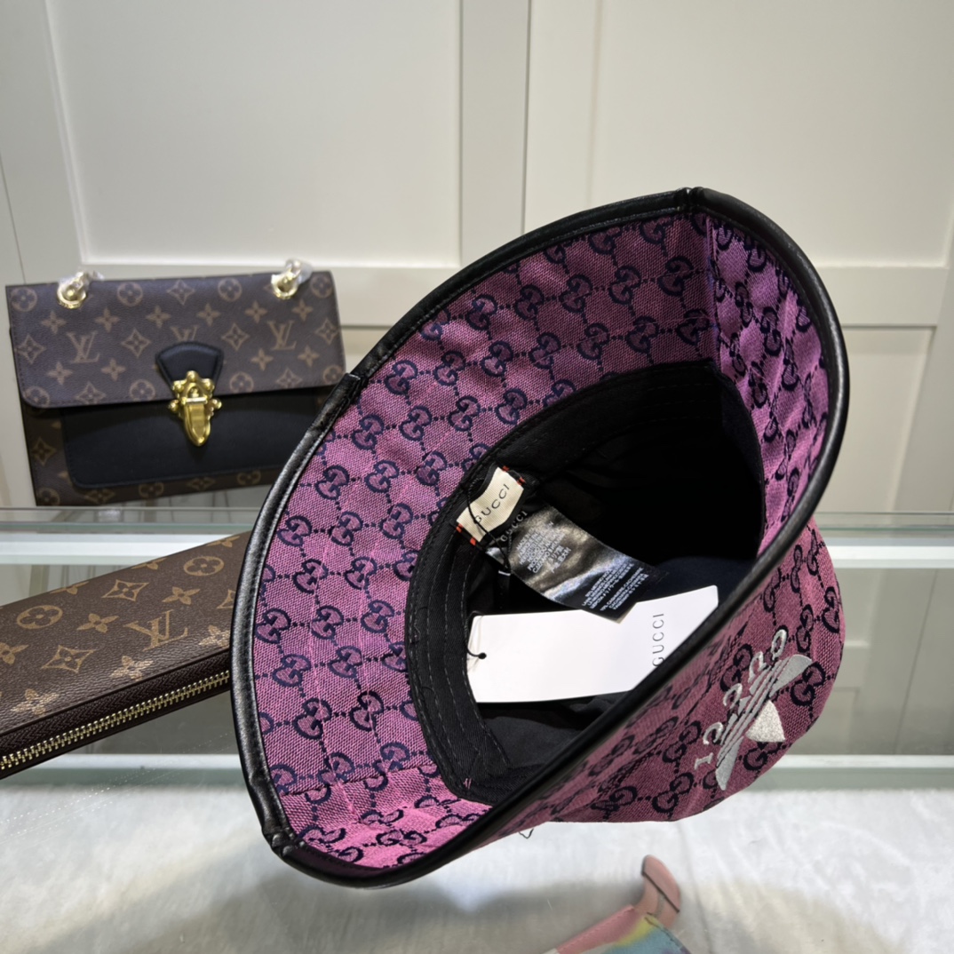 Gucci x Adidas Bucket Hat Purple GG Hat - Image 2