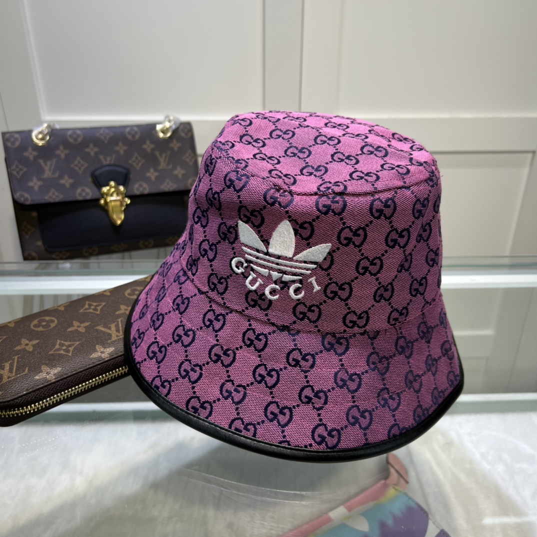 Gucci x Adidas Bucket Hat Purple GG Hat - Image 3