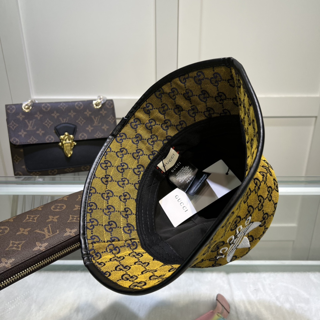 Gucci x Adidas Bucket Hat Yellow GG Hat - Image 2
