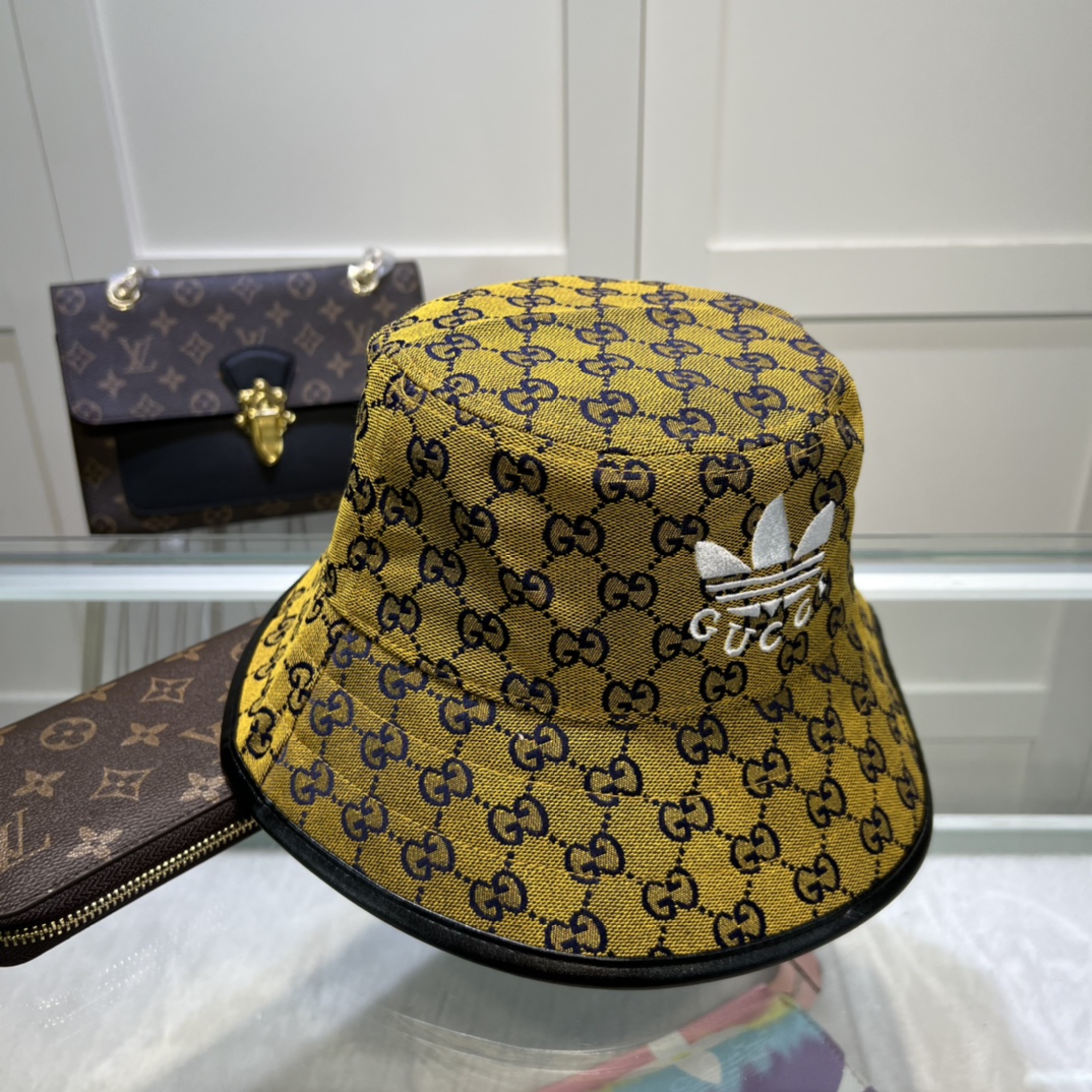 Gucci x Adidas Bucket Hat Yellow GG Hat - Image 3