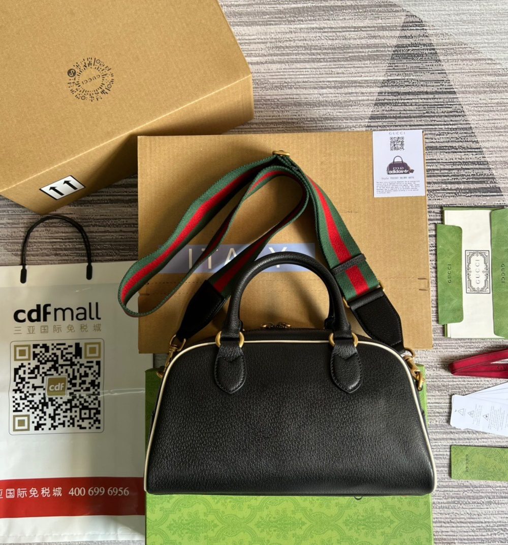 1:1 Replica Gucci x Adidas Mini Duffle Bag Black For Women, Women's Bags 12.4in/32cm GG 702397 U3ZCT 8726