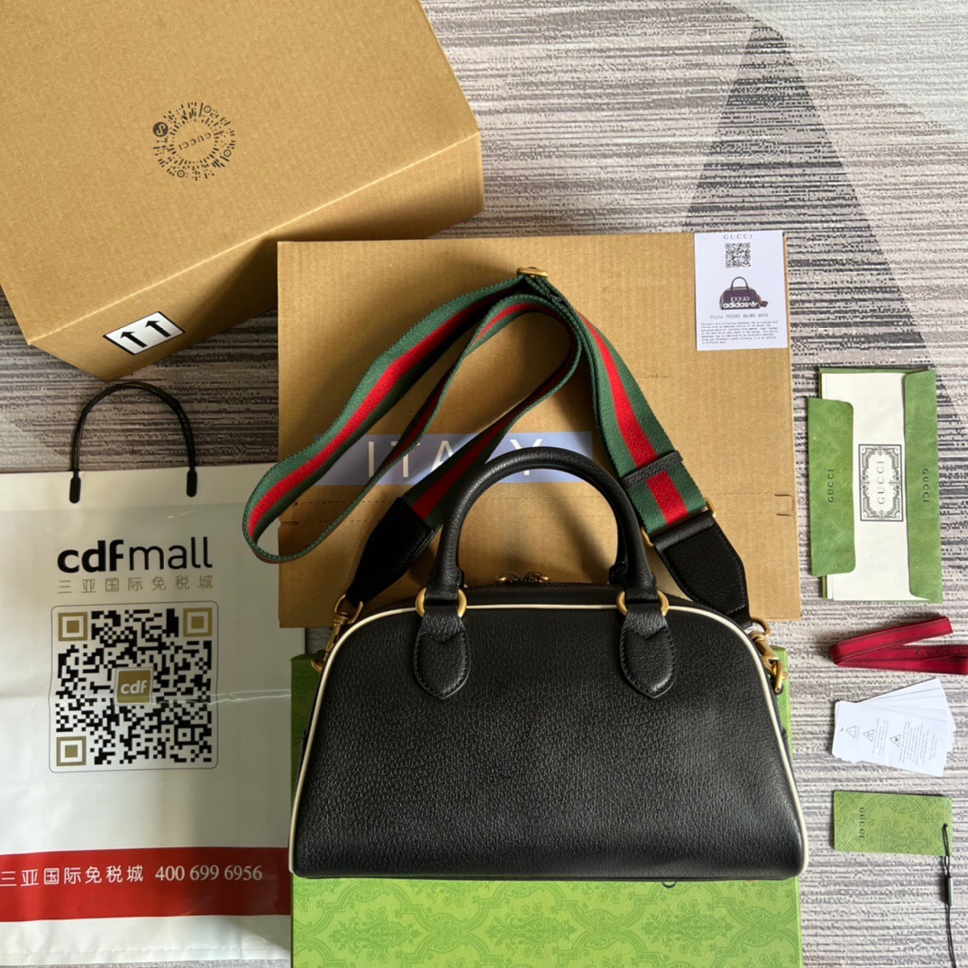 1:1 Replica Gucci x Adidas Mini Duffle Bag Black For Women, Women's Bags 12.4in/32cm GG 702397 U3ZCT 8726 - Image 3