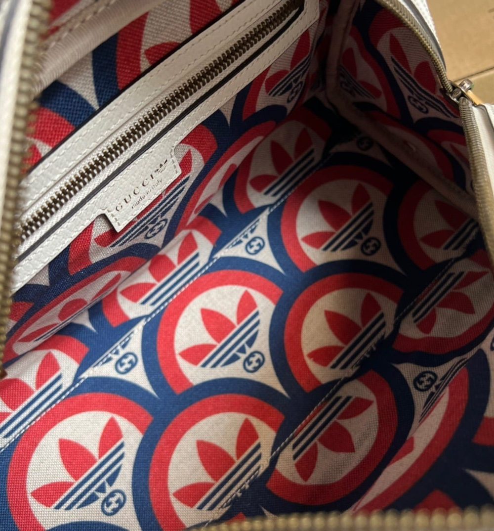 1:1 Replica Gucci x Adidas Mini Duffle Bag White For Women, Women's Bags 12.4in/32cm GG 702397 U3ZCT 8727