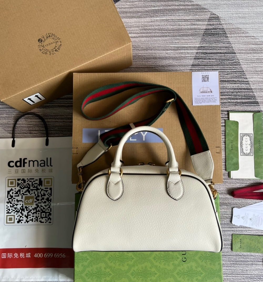 1:1 Replica Gucci x Adidas Mini Duffle Bag White For Women, Women's Bags 12.4in/32cm GG 702397 U3ZCT 8727
