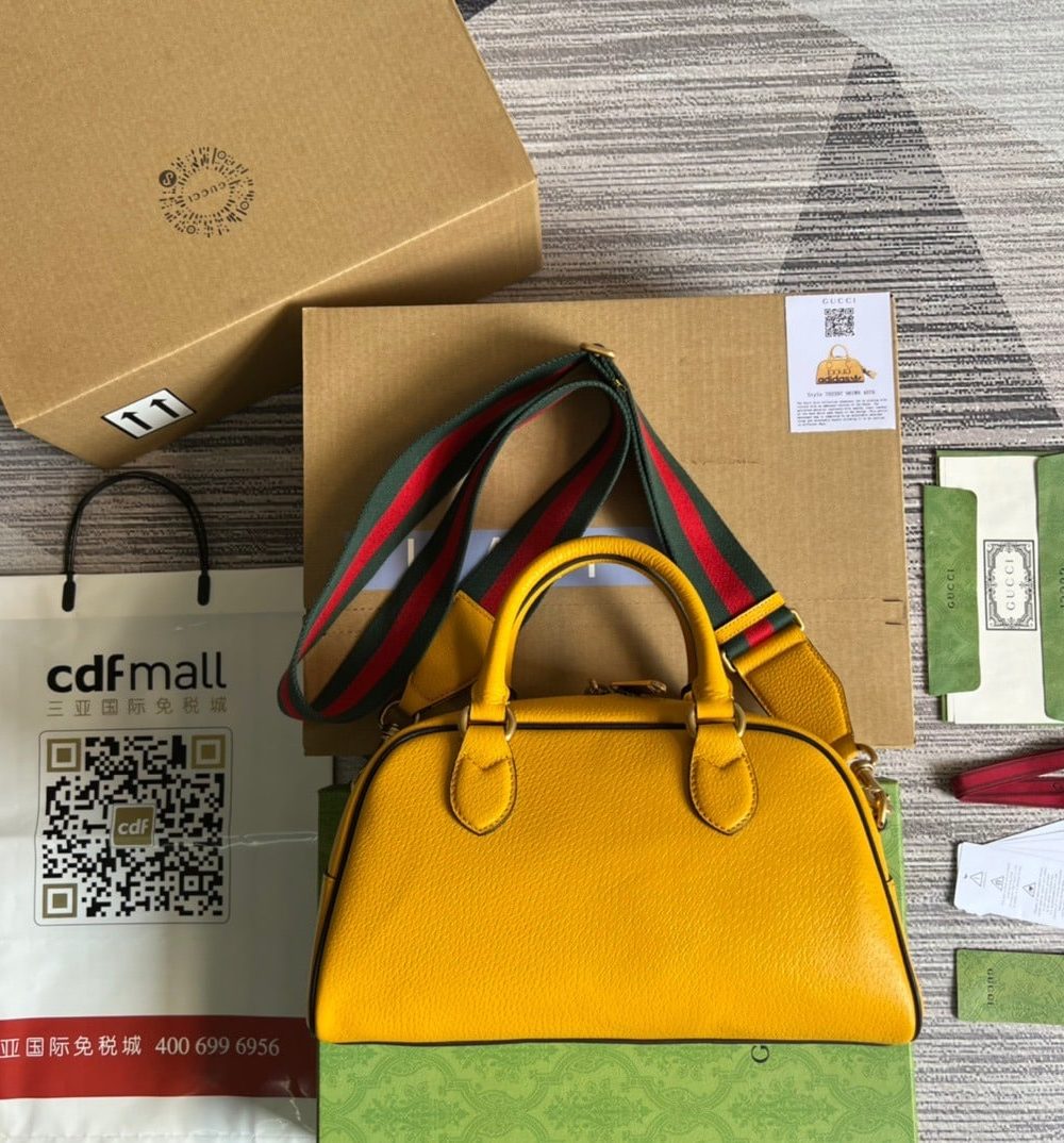 1:1 Replica Gucci x Adidas Mini Duffle Bag Yellow For Women, Women's Bags 12.4in/32cm GG