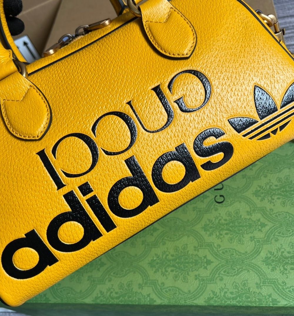 1:1 Replica Gucci x Adidas Mini Duffle Bag Yellow For Women, Women's Bags 12.4in/32cm GG